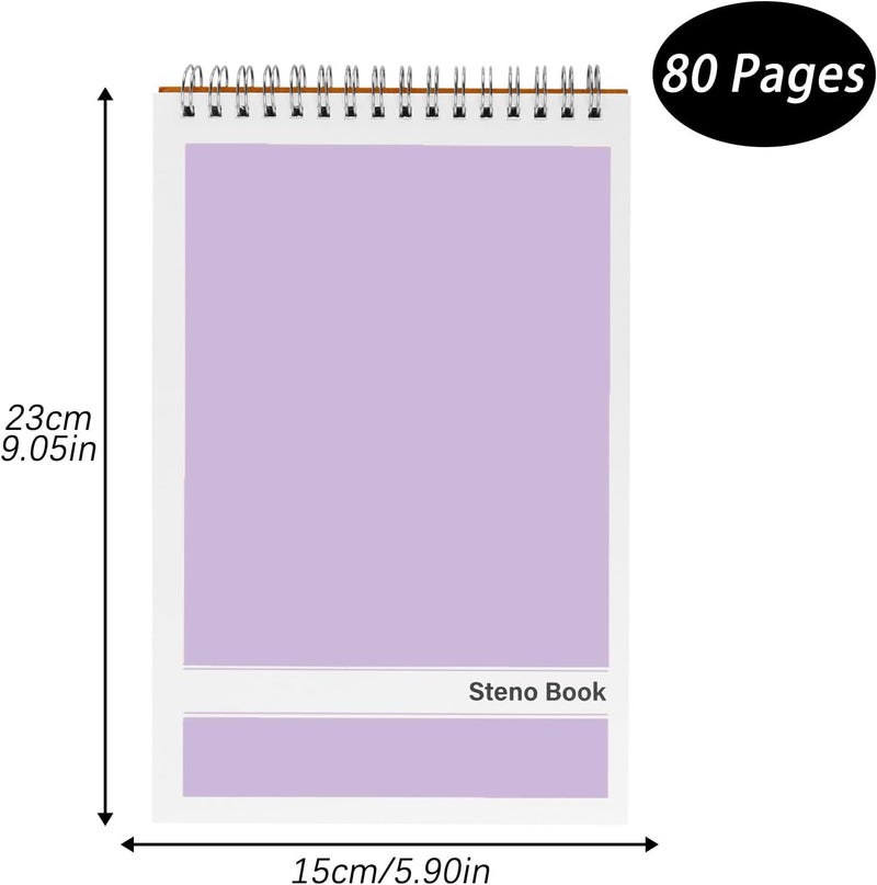 Duxesuk Steno Pads – 6x9 Inches 80 Sheets Steno Notebooks for Writing Notes in School, University, College & Office (2PCS Purple) - Image 3